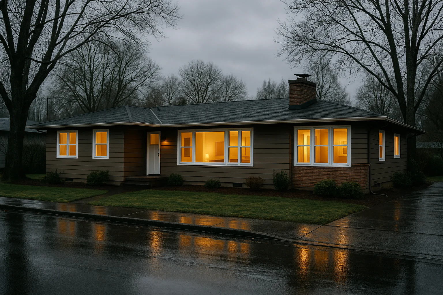 New energy-efficient windows on a Eugene home in winter